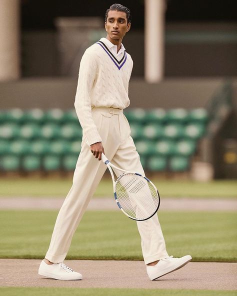 Ralph Lauren on Instagram: “Elegantly Wimbledon. Shop new styles and sporty looks inspired by the world's best dressed tournament. . Link in bio. . #Wimbledon…” Old Money Tennis, Jeenu Mahadevan, White Polo Dress, Sporty Outfits Men, Always Grateful, Retro Tennis, Tennis Aesthetic, Wimbledon Fashion, Preppy Mens Fashion