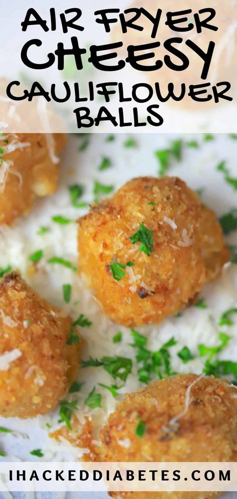 Air Fryer Cheese Cauliflower Balls Low Carb Crispy Cheese Balls, Cauliflower Cheese Balls, Broccoli Cheese Balls Air Fryer, Cauliflower Balls Recipes, Cauliflower Fritters Air Fryer, Cheesy Cauliflower Bites, Breaded Cauliflower Air Fryer, Cauliflower Recipes Air Fryer, Breaded Cauliflower Recipes