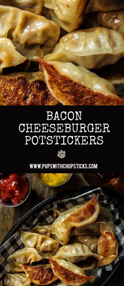 Potstickers Recipe, Hispanic Dishes, Homemade Ham, Ground Venison, Dumpling Skin, Pot Stickers, Venison Recipes, Bacon Cheeseburger, Gooey Cheese