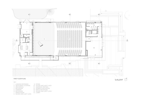 William M. Lowman Concert Hall | Sander Architects   #construction #METAL #SanderArchitects #SharonRisedorphPhotography #Steel #Topography #UnitedStates #Wood Hall Plan Architecture, Lecture Hall Plan, Concert Hall Plan, Circle Architecture, Concert Hall Architecture, Foyer Flooring, Building Skin, Hall Flooring, Community Halls