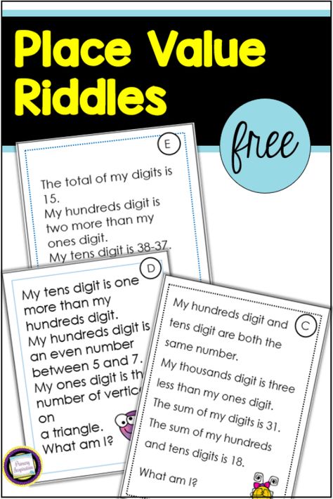 Spiral Math, Hundreds And Thousands, Math Riddles, Math Place Value, Math Talk, Math Number Sense, Math Intervention, Fourth Grade Math, Classroom Freebies