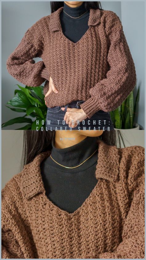 Looking for a beautiful crochet garment that you can make for yourself or as a gift for a special someone? Our crochet pattern is perfect for both experienced and beginner crocheters and includes step-by-step instructions, as well as helpful tips and tricks that will help you create a unique and stunning piece of clothing. Click for the pattern now and get started! #crochet #crochetpattern #crochettutorial Crochet Collar Sweater, Crochet Projects Clothes, Crochet Turtleneck, Peplum Sweater Pattern, Sleeveless Turtleneck Top, Tank Top Pattern, Hoodie Pattern, Crochet Cozy, Crochet Tank Top