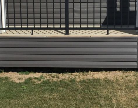 Horizontal Deck Skirting, Vinal Siding, Deck Fascia, House Skirting, Deck Skirting, White Deck, Vinyl Skirting, Fascia Board, Deck Installation