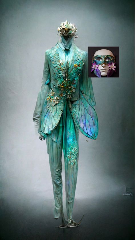 Male Masquerade Outfit Ball, Fantasy Prom Suit, Fantasy Masquerade Outfit Male, Enchanted Forest Theme Prom Suit, Fae Clothing Male, Fairy Suits For Men, Enchanted Forest Prom Outfit Men, Masc Fairy Costume, Fairy Wedding Suit