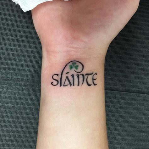 77 Likes, 1 Comments - nao (@naotattoos) on Instagram: “Sláinte means "health" in Gaelic and is commonly used as a drinking toast in Ireland and Scotland.…” Irish Symbol Tattoos, Small Irish Tattoos, Newhaven Connecticut, Irish Sister Tattoos, Gaelic Tattoo, Ireland Tattoo, Tattoos For Dad Memorial, Irish Foods, Ireland And Scotland