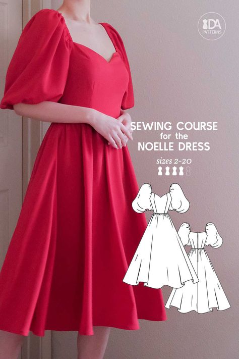 Sewing Fancy Dresses, Old Money Sewing Pattern, Princess Peach Dress Pattern, Princess Line Dress Pattern, Fit And Flare Dress Pattern, Princess Seam Dress Pattern, Sweetheart Neckline Pattern, Bodice Designs, Princess Dress Pattern