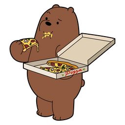 We Bare Bears Grizzly Eating Pizza Sticker - Sticker Mania Panda Selfie, Beruang Grizzly, We Bare Bears Ice Bear, Bare Bears Ice Bear, We Bear Bears, Angry Panda, Knife Sticker, Mood Sticker, Bears Cartoon