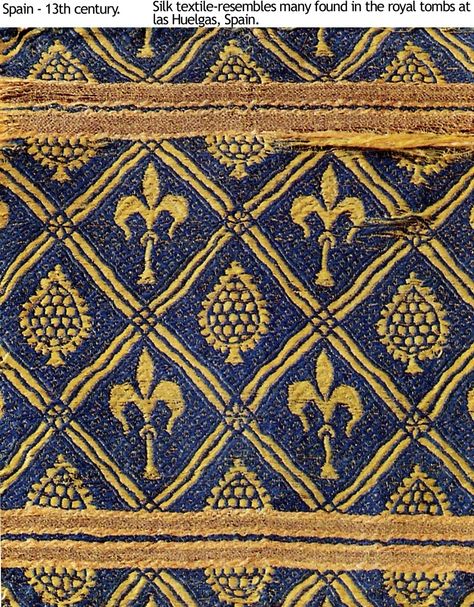 moorish period design | Textiles in the Early Medieval Period: 5th- 10th centuries Medieval Fabric Pattern, Spanish Textiles, 13th Century Clothing, Medieval Fabric, Medieval Textiles, Medieval Embroidery, Medieval Garb, High Middle Ages, Rome Antique