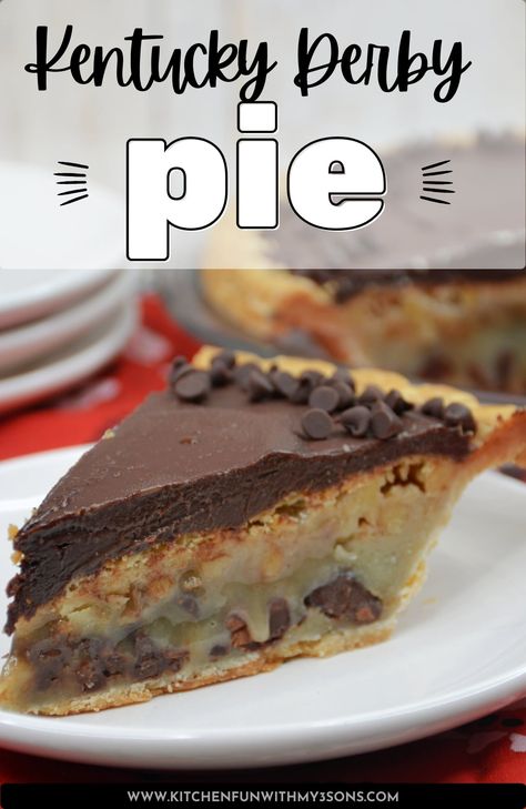 Kentucky Derby Pie is a delicious dessert that can be served at any event. This pie has been around since the early 1900s and it's still going strong! You'll love this pie because it tastes like home. Toffee Pie Recipe, Kentucky Derby Pie Recipe, Derby Pie Recipe, Walnut Tart, Kentucky Derby Pie, Dinner 2023, Derby Pie, Pie Pie, Chocolate Pie Recipes