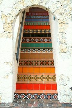 Going Up: Beautiful & Unusual Staircases Terasse Ideas, Diy Staircase, Mediterranean Interior, Escalier Design, Mediterranean Architecture, Tile Stairs, Mediterranean Style Homes, Staircase Decor, Stair Decor