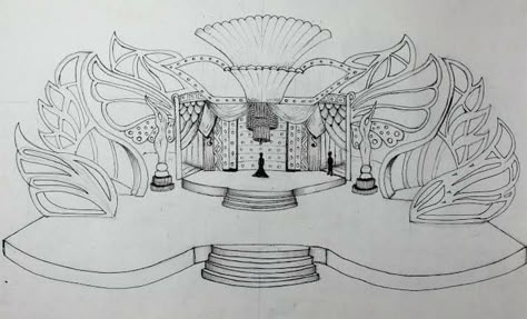 Imaginative Event Sketch Design Solutions Scenography Drawing, Panggung Pentas Seni, Concert Stage Set Design, Background Design Drawing, Luxury Design Graphic, Stage Sketch, Scenic Design Sketch, Concert Set Design, Interior Architecture Sketch