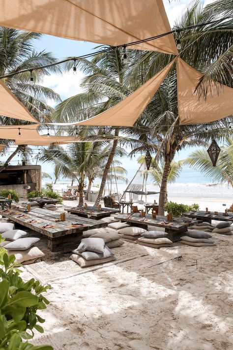 The Tulum Travel Guide - We The People — We The People Tulum Beach Hotels, Beach Restaurant Design, Tulum Travel Guide, Outdoor Restaurant Design, Tulum Travel, Tulum Beach, Casa Country, Beach Lounge, Beach Cafe