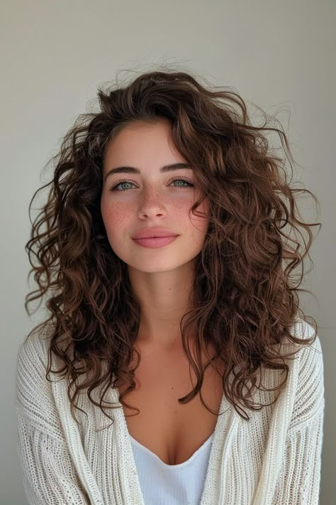 Permed Before And After, Multi Textured Perm Long Hair, Curly Collarbone Length Hair, Mid Length Curly Haircut With Layers, 2024 Curly Hair Trends, Medium Length Wavy Curly Hair, 2a Haircut, Permed Hairstyles Medium, Natural Wavy Haircut