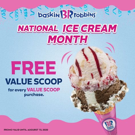 National Ice Cream Month: FREE Value Scoop @ Baskin-Robbins Baskin Robbins Ice Cream, Ice Cream Month, National Ice Cream Month, Mr Bean, Baskin Robbins, Food Menu, Ice Cream, Cream