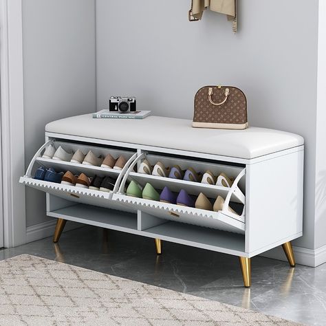 Looking for fluted shoe bench ? Check with Yoka Furniture Fluted Cabinets, Shoe Cabinet Design, Shoe Rack With Seat, Minimalist Entryway, Shoe Cabinet Entryway, Shoe Bench Entryway, Product Packing, Deck Storage, Door Entry