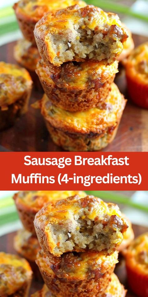 Discover the ultimate breakfast solution with these easy Sausage Breakfast Muffins. Perfect for busy mornings, these savory muffins are packed with sausage, cheese, and fluffy Bisquick mix. Quick to prepare and deliciously satisfying, they make a great grab-and-go meal. Make your mornings easier with this protein-packed breakfast recipe that’s sure to please the whole family. Sausage Breakfast Muffins, Savory Breakfast Muffins, Sausage Muffins, Breakfast Sausage Recipes, Bisquick Recipes, Ultimate Breakfast, Savory Muffins, Chicken Pot Pie Recipes, Breakfast Muffins