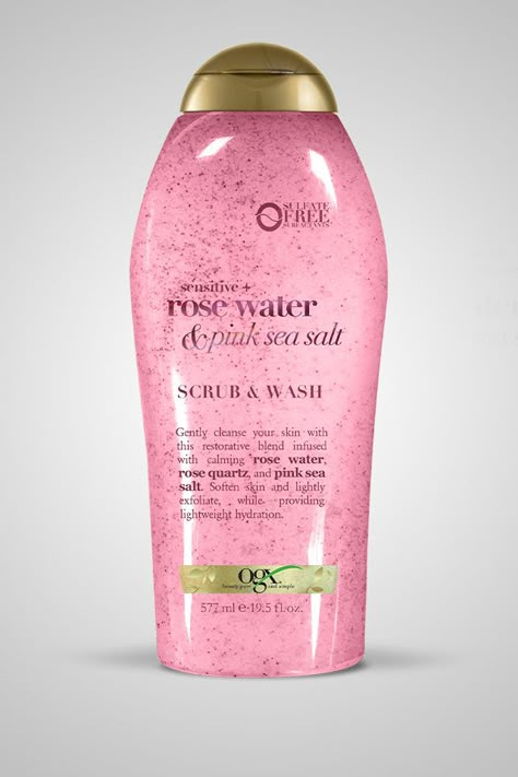 Ogx Body Scrub, Ogx Rosewater, Body Scrub Products, Pink Body Scrub, Body Wash Scrub, Sea Salt Scrub, Best Body Scrub, Best Body Wash, Sea Salt Scrubs