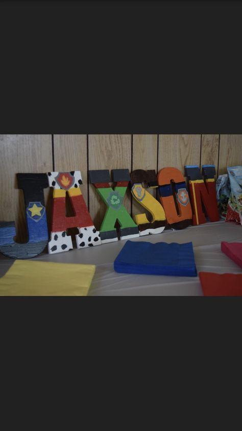 Paw Patrol Wooden Letters, Paw Patrol Name Letters, Paw Patrol Room Ideas Toddler Boys, Paw Patrol Names, Paw Patrol Room, Diy Playroom, Boy Diy, Chase Paw Patrol, Paw Patrol Birthday Party