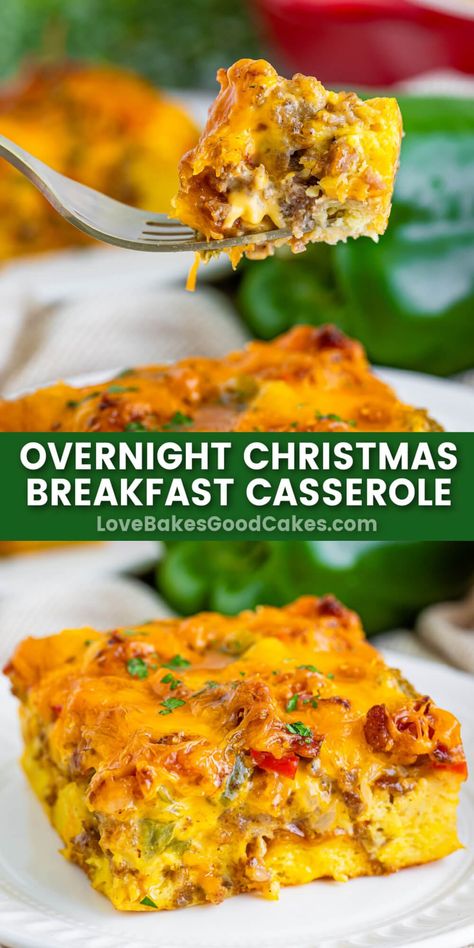 Overnight Christmas Breakfast, Christmas Brunch Casseroles, Holiday Breakfast Casserole, Christmas Morning Breakfast Casserole, Christmas Breakfast Casserole, Christmas Eats, Delicious Christmas Desserts, Brunch Inspiration, Overnight Breakfast Casserole