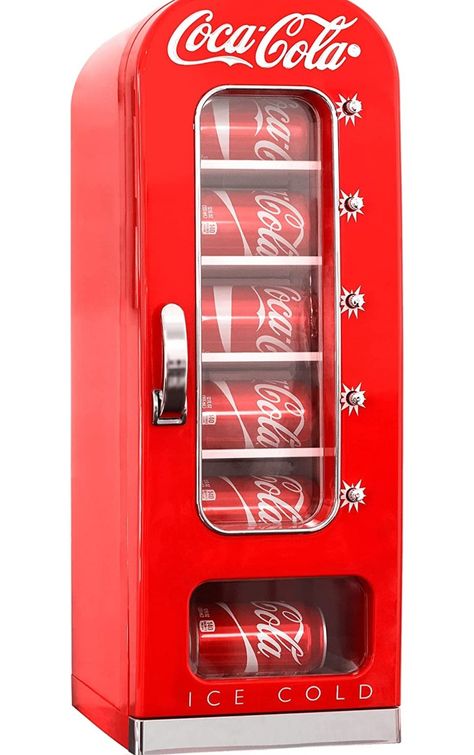 Retro home decor, retro vending machine. Retro Mini Vending Machine, Cave Kitchen, Coca Cola Mini, Portable Mini Fridge, Coca Cola Decor, Window Ac, Fun Room, Room Cooler, Beverage Refrigerator