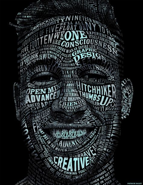 Typography Portrait Faces, Face Typography, Text And Image Photography, Type Portrait, Portrait Typography, Type As Image Typography, Word Pictures Art, Typographic Portrait, Typography Portrait