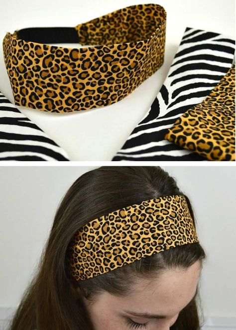 Fabric Headbands Diy, Package Ideas, College Care Package, Fabric Sewing Patterns, Animal Print Fabric, Free Sewing Pattern, Fabric Headbands, Diy Headband, Diy Hair Accessories