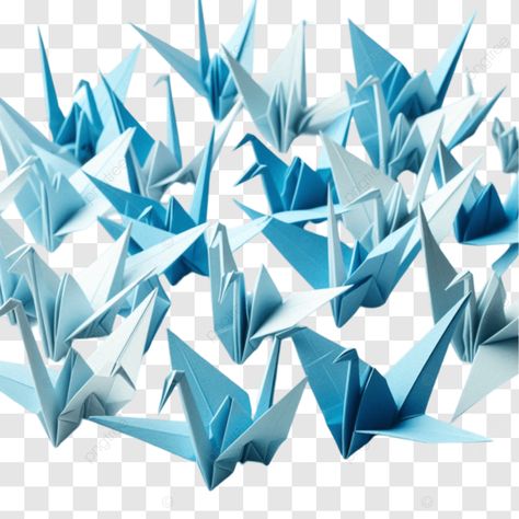 3d twentythree hand made ombre blue origami cranes paper craft on transparent background 3d twenty Blue Origami, Craft Origami, Origami Cranes, Background Transparent, Transparent Image, Origami Crane, Background 3d, Paper Crane, Blue Ombre