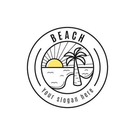 Modèle de logo de plage plate | Free Vector #Freepik #freevector #logo-mer #logo-palmier #logo-plage #logo-vague Logo Vague, Logo Mer, Beach Logo, Free Logo Templates, Vector Photo, Logo Templates, Graphic Resources, Vector Free, Clip Art