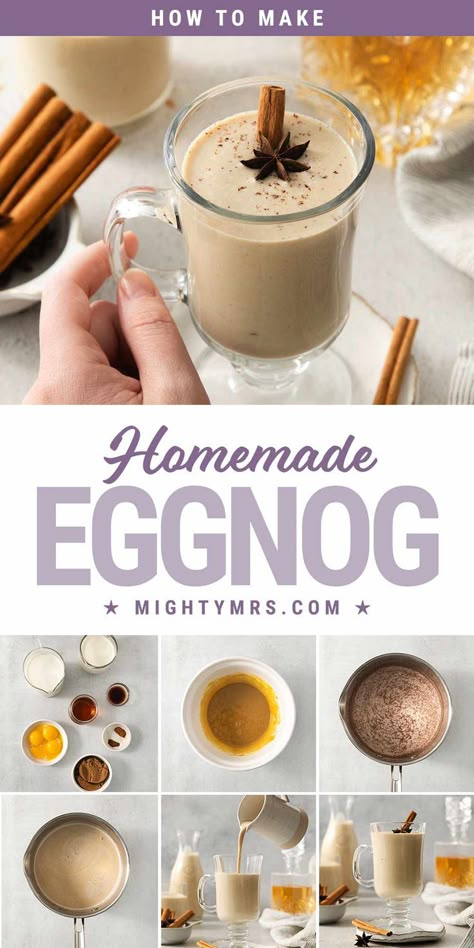 How to Make Homemade Eggnog Eggnog Recipe Easy, Dairy Free Eggnog Recipe, Dairy Free Eggnog, Recipes With Tequila, Egg Nog Recipe, Homemade Eggnog Recipe, Drinks For A Party, Alcoholic Eggnog, Dairy Free Egg Nog