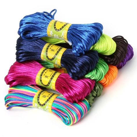 2.5mm 20m Satin Rattail Silk Macrame Cord Nylon Braid Thread for DIY Chinese Knot Bracelets Necklace Jewelry Finding Accessories _ - AliExpress Mobile Rope Bracelets Diy, Knot Bracelets, Knot Macrame, String Jewelry, Rope Diy, Diy Braids, Rope Jewelry, Jewelry Knots, Bracelet Knots