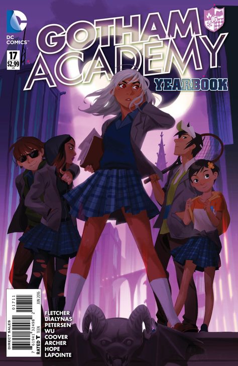 Gotham Academy #17 - Yearbook Part Four; This One's For You; A Familiar Story; What Became of the Gilkey Warlocks...? (Issue) Gotham Academy, Academy Aesthetic, Graphic Novel Cover, Famous Comics, Middle Grade Books, Mary Sue, Girl Superhero, Character Design Animation, Batman Comics