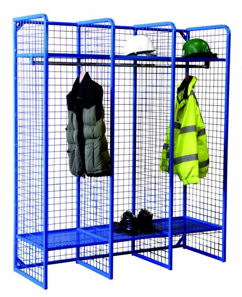 mesh storage lockers Heavy Duty Wire Mesh Storage Wall Mounted (WML01Z) Fully welded tubular steel construction with a 50 x 50mm square mesh outer carcass & 25 x 25mm mesh shelves. Fitted with Hanging Rail & 2 storage shelves per compartment as illustrated. Produced with both floor & wall fixing points (fixings not supplied). Industrial Wardrobe, Garage Design Interior, Retail Space Design, Mesh Storage, Steel Locker, Storage Wall, Garage Interior, Shelving Systems, Store Fixtures