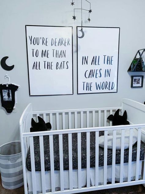 Wednesday Addams Nursery, Grunge Nursery, Emo Nursery, Spooky Baby Nursery, Dark Nursery Ideas, Bat Nursery, Goth Nursery, Gothic Nursery, Dark Nursery