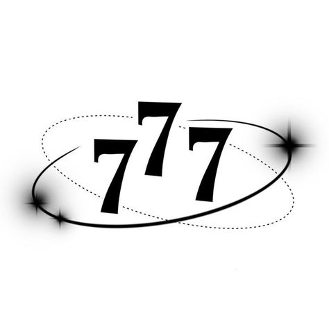 Angel Numbers Black And White, 777 Tattoo Design, 777 Angel Number Tattoo, Angel Numbers 777, Angel Numbers Tattoo, Number Angel, 777 Angel Number, Numbers Tattoo, 777 Tattoo