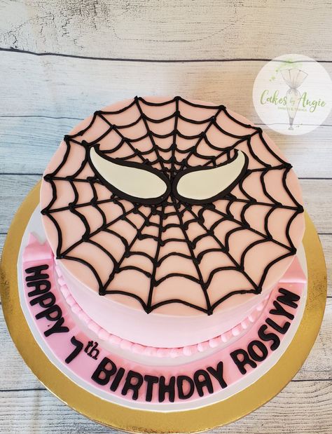 Pink Spider Man Cake, Girly Spiderman Cake, Pink Spiderman Cake, Gwen Stacy Cake, Lilly Cake, Pink Spiderman, Spiderman Cakes, 3rd Birthday Party For Girls, Spider Cake