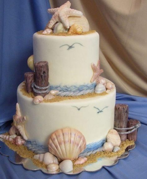 Sand Castle Wedding Cake, Beach Theme Cakes, Castle Wedding Cake, Beach Themed Cakes, Garden Cake, Beach Cakes, Garden Cakes, Beach Garden, Cake Inspo