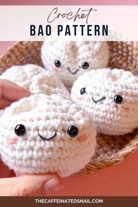 My Crochet Bao Pattern is a great addition to any play kitchen! And best of all you can learn about different food cultures too. You can make a crochet bao toy in under 30 minutes! Bao Bun Crochet Pattern Free, Dim Sum Crochet Free Pattern, Crochet Dumpling Pattern Free, Crochet Bao Dumpling Free Pattern, Dumpling Crochet Pattern, Crochet Food Free Patterns, Crochet Dumpling, Food Crochet Pattern, Crochet Food