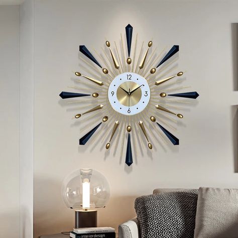 Elevate your interior decor with the Art Light Luxury Wall Watch. This exquisite timepiece seamlessly... Sustainable Living Room, Large Metal Wall Clock, Wall Watch, Bathroom Pendant, Mirror Wall Clock, Wall Clock Design, Art Light, Clock Wall, Mid Century Modern Decor