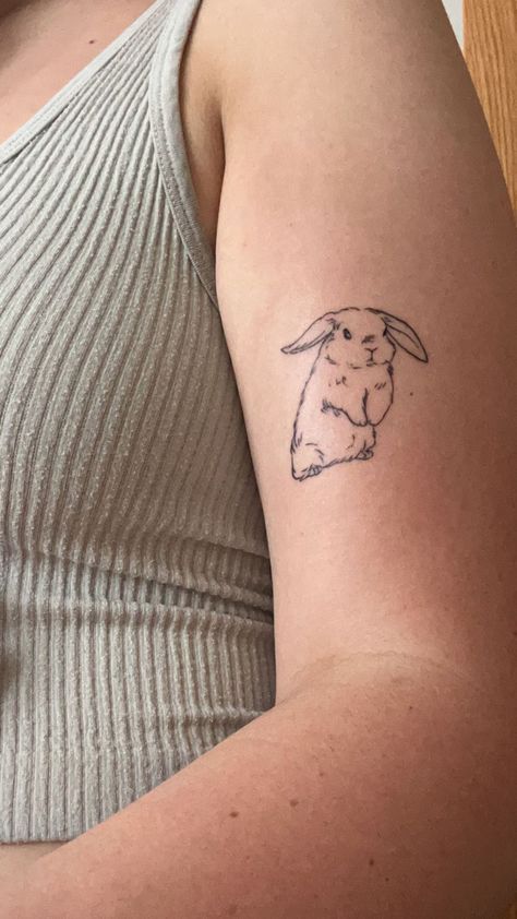 Floppy Bunny Tattoo, Rabbit Face Tattoo, Bunny Ankle Tattoo, Fine Line Rabbit Tattoo, Holland Lop Tattoo, Bunny Fine Line Tattoo, Lop Bunny Tattoo, Mini Lop Bunny Tattoo, Fine Line Bunny Tattoo