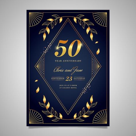 Free vector gradient golden anniversary ... | Free Vector #Freepik #freevector #50th-anniversary #50th #event-invitation #anniversary Golden Anniversary Invitations, Anniversary Invitation, Vector Gradient, 50 Years Anniversary, Golden Anniversary, Anniversary Invitations, 50th Anniversary, Graphic Resources, Vector Free