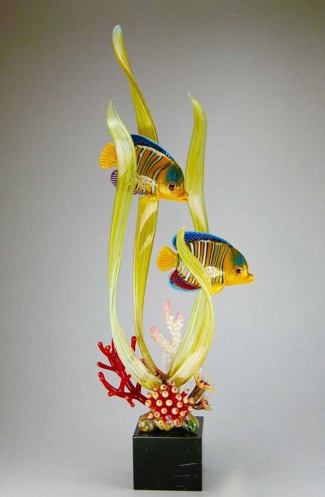 Sugar Sculpture, Broken Glass Crafts, Animal Templates, Fused Glass Artwork, Coral Art, Underwater Art, Wood Carving Designs, Spirited Art, Glass Fish