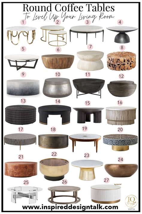 Round Dark Coffee Table, Coffee Table Types, Coffee Table Trends 2022, Best Round Coffee Tables, Round Sofa Table, Two Coffee Tables In Living Room, Drum Coffee Table Living Room, Circle Coffee Table Living Room, Modern Coffee Tables Living Rooms