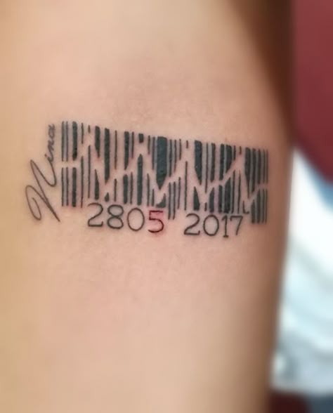 Barcode Tattoo Designs with Meanings & Placement Ideas Tattoo Barcode Design, Barcode Tattoo For Men, Barcode Tattoo Design, Tato 3d, Barcode Tattoo, Best Summer Nails, Nails 2023 Pedicure, Armband Tattoo Design, Muster Tattoos