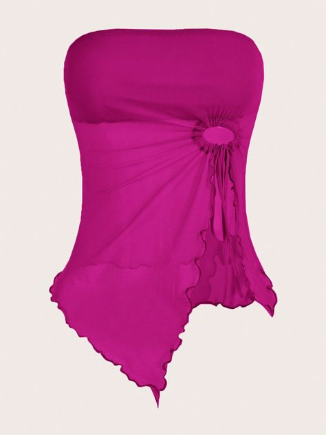 Rojo violeta Casual Collar sin mangas Tejido Transparente Liso  Embellished Elástico Ligero Violet Outfit, Backless Cami Top, Shein Icon, Red Violet, Stretchy Tops, Kids Sleepwear, Women Tops, Aesthetic Outfits, Aesthetic Fashion