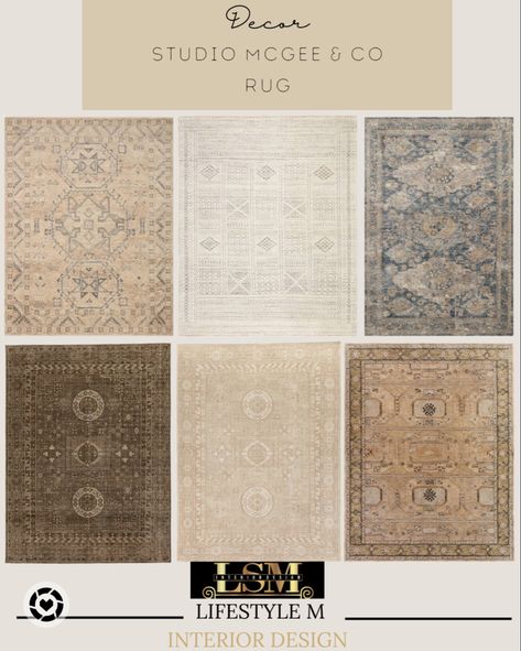 Design board with rug options for a home. Rugs Studio Mcgee, Studio Mcgee Area Rugs, Studio Mcgee Carpet, Studio Mcgee Rugs Living Room, Mcgee Rugs, Shea Mcgee Living Room, Studio Mcgee Rugs, Studio Mcgee Rug, Mcgee And Co Rug