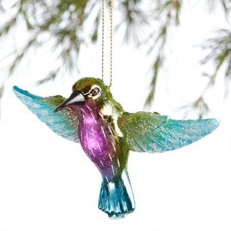 Glittered Glass Hummingbird Ornament | World Market Hummingbird Christmas, Hummingbird In Flight, Hummingbird Ornament, Glass Hummingbird, Unique Christmas Ornaments, Ornament Tree, 2022 Christmas, Hand Knit Hat, Glitter Glass