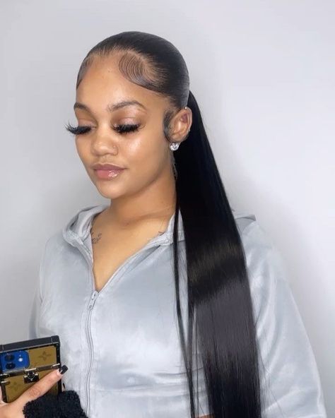 Long Ponytail Hairstyles, Blonde Instagram, Sleek Braided Ponytail, Slick Ponytail, Sleek Ponytail Hairstyles, Birthday Hairstyles, Beauty Hairstyles, Dyed Hair Inspiration, Cute Box Braids Hairstyles