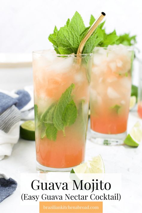 Guava Mojito Recipe, Guava Cocktail Recipes, Guava Cocktail, Guava Drink, Guava Nectar, Guava Recipes, Baking Lessons, Guava Juice, Mojito Recipe