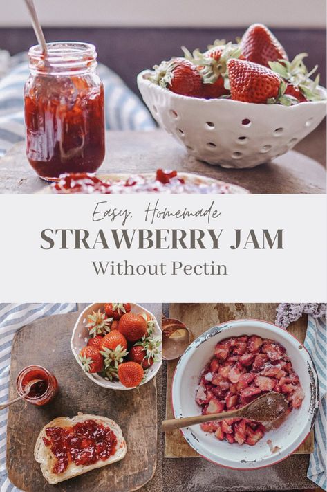 There is nothing better than homemade jam! This easy, Strawberry jam without pectin recipe is simple and is the perfect summer treat. It is so simple to make fresh and you can try this recipe with other seasonal fruits too! Strawberry Jam Without Pectin, Easy Entertaining Food, Make Strawberry Jam, Jam Without Pectin, Pectin Recipes, Easy Strawberry Jam, Quick And Easy Desserts, Easy Canning, Delicious Christmas Desserts