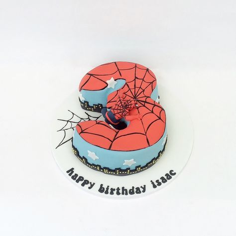 Spider-Man number 3 birthday cake Spider Man Number Cake, Number 3 Cakes, Spiderman Birthday Cake, Basketball Cake, Number 3, 3rd Birthday Cakes, Spiderman Cake, Number Cakes, Spiderman Birthday